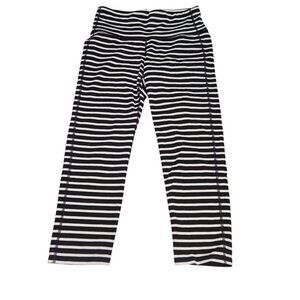 Athleta Striped Leggings XS Black & White High-Waist 2366